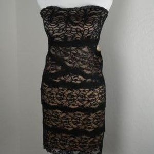 Bebe Black Lace Mesh Mini Dress Sz Medium